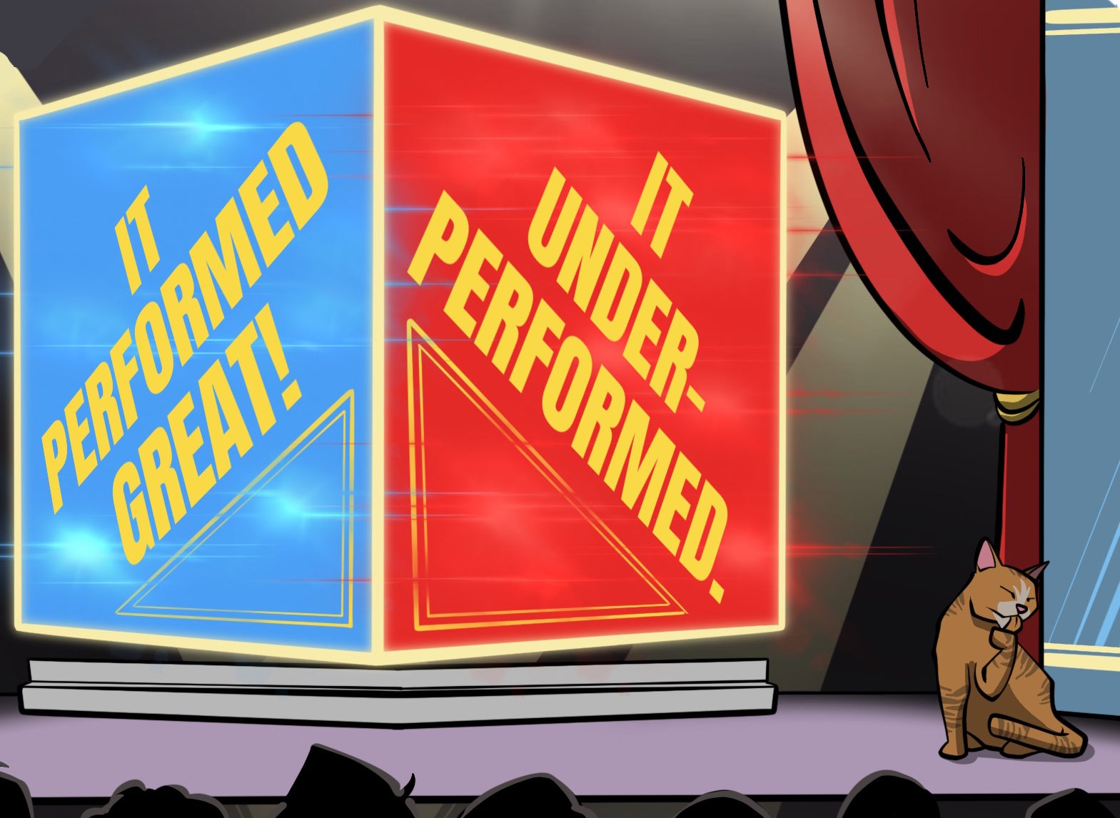 A comic strip depicting a confused advertiser surrounded by buzzwords.