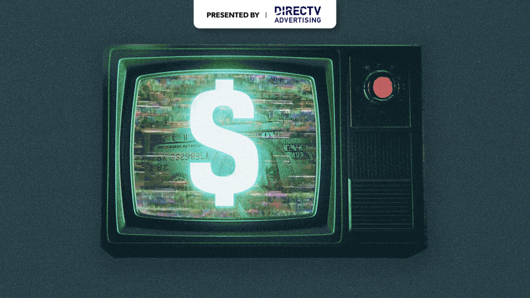 A visual metaphor for the evolution of TV advertising, perhaps showing a digital waveform transforming from traditional TV static into a more complex, data-rich pattern.