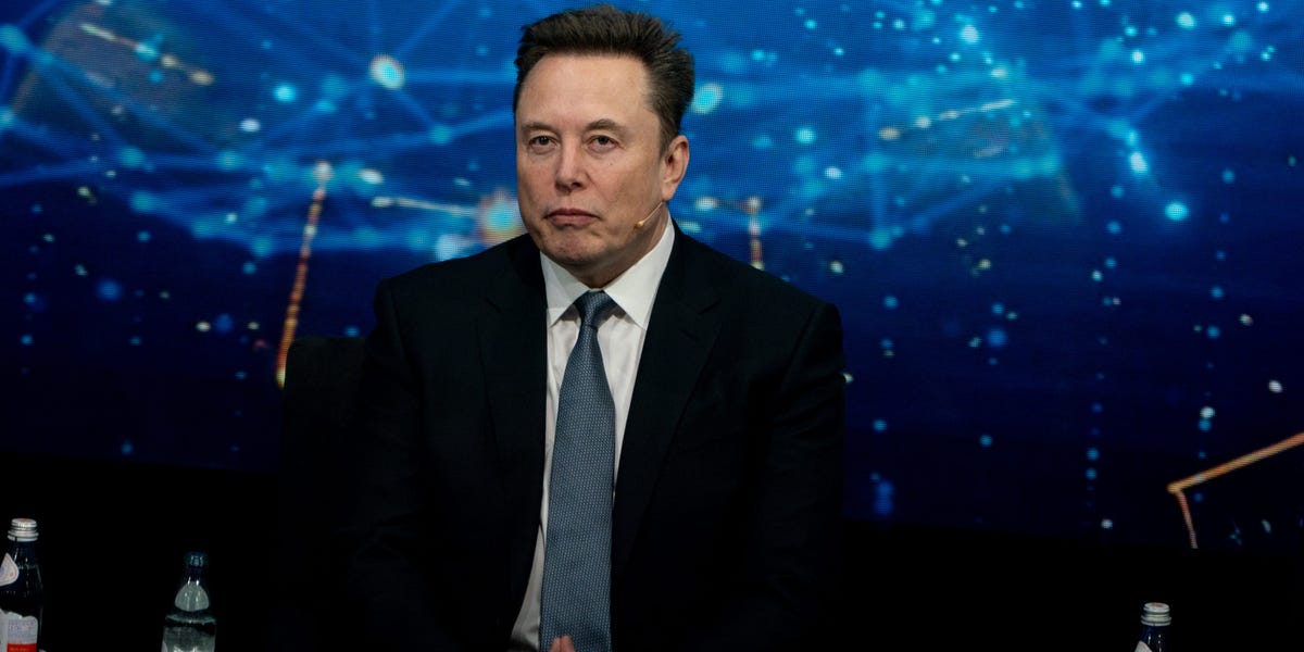 Elon Musk looking thoughtfully towards a futuristic Mars colony illustration