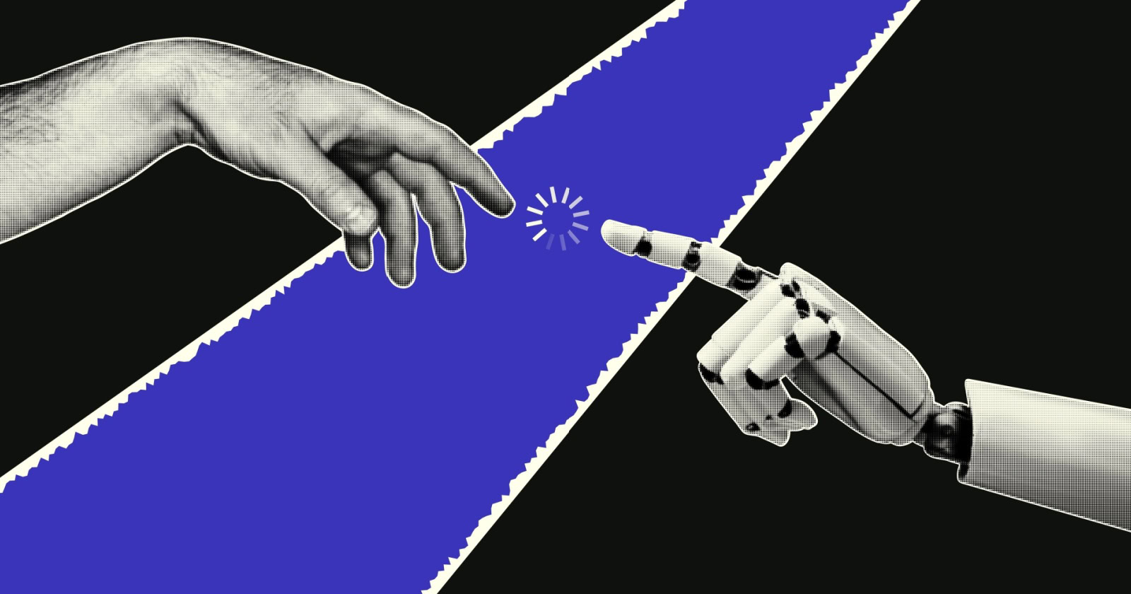 Abstract digital network visualization with interconnected nodes and data streams, symbolizing the shift to an AI-driven web.