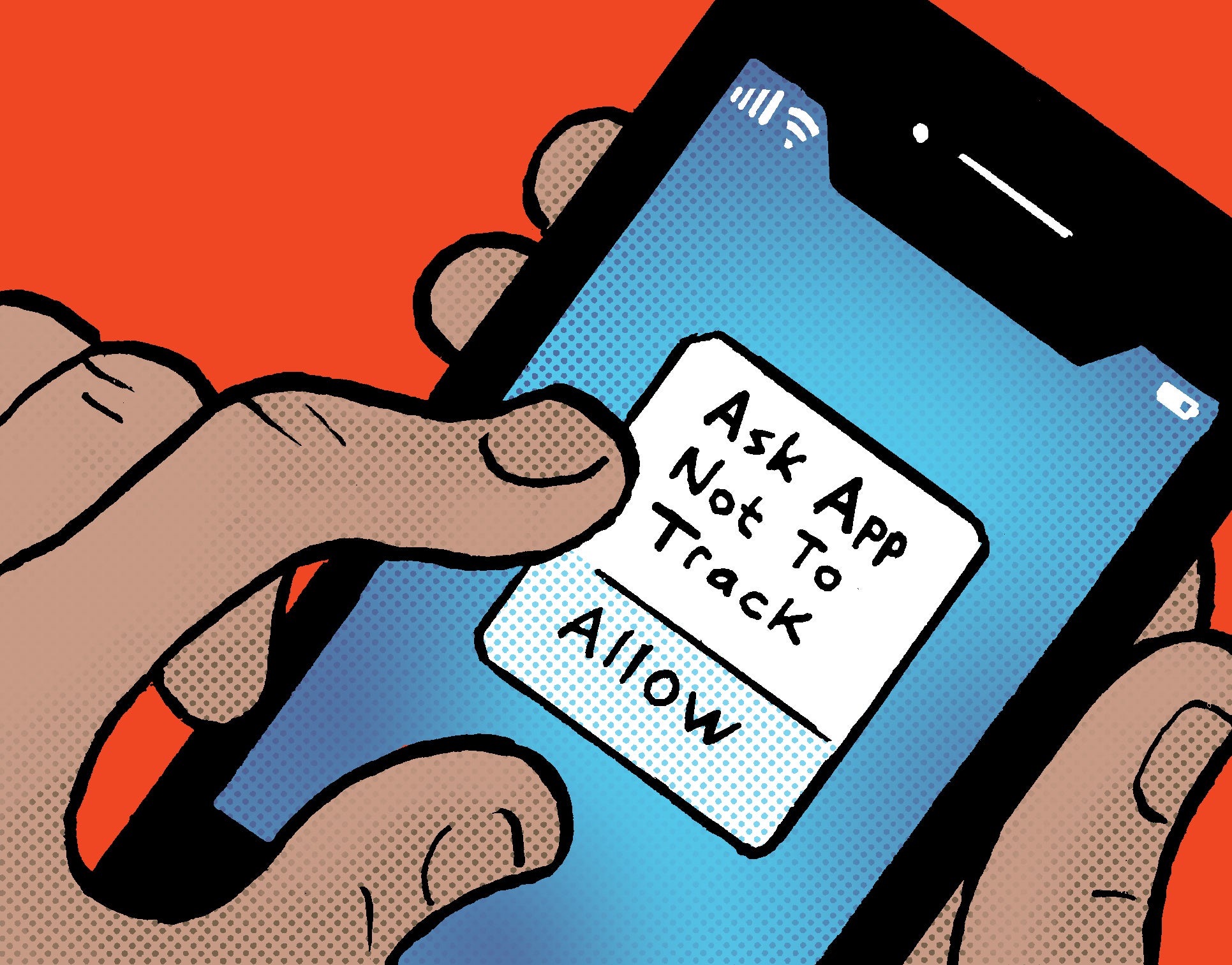 A digital advertisement displayed on an iPhone screen.