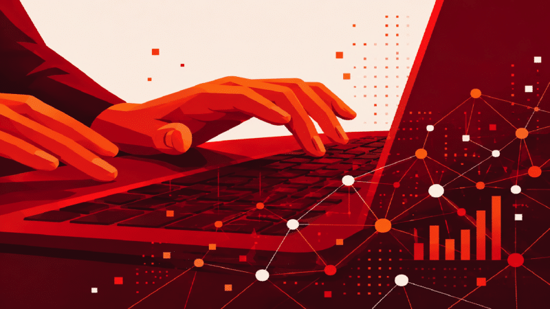 An abstract representation of interconnected data points and AI nodes forming a unified network, symbolizing the end of marketing silos.