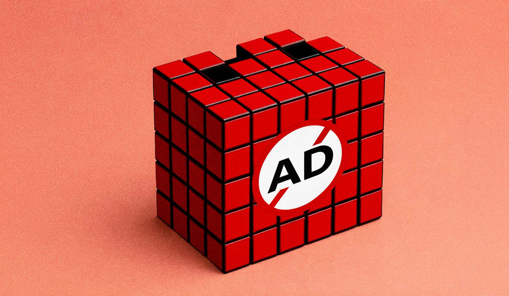 A stylized graphic representing OpenAI's ChatGPT logo with advertising icons superimposed, conveying the launch of an ad platform.
