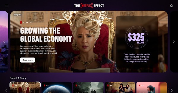 Illustration of Netflix logo with AI circuitry overlay.