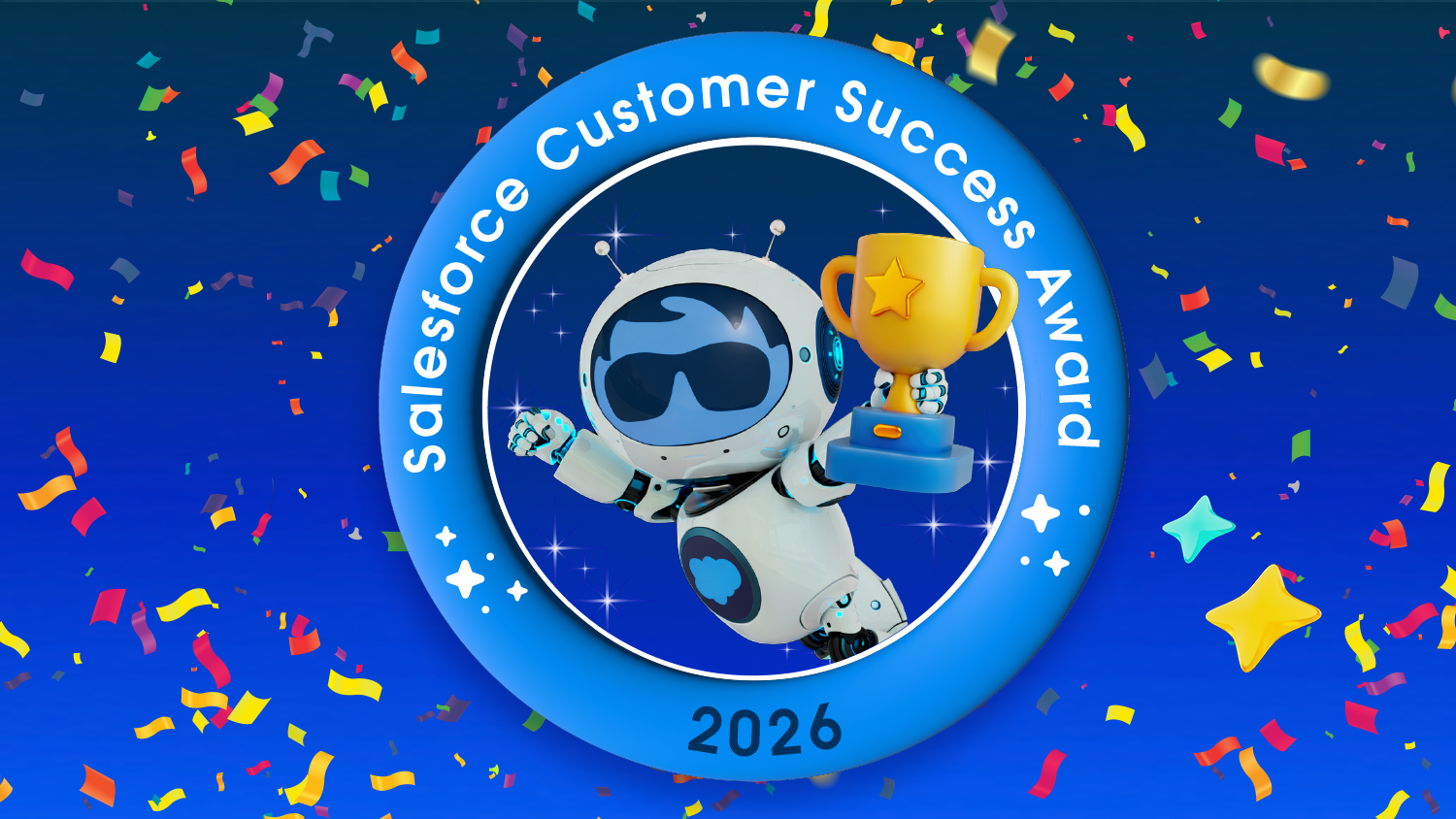 Salesforce Agentforce awards stage with glowing agent icons and Dreamforce banner