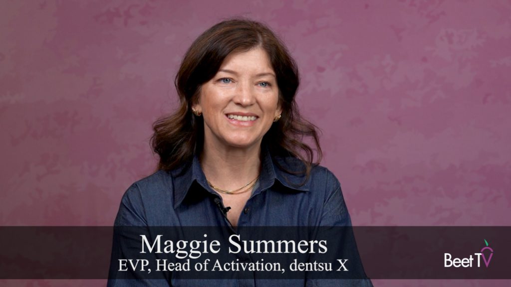 Maggie Summers at Beet Retreat San Juan podium, gesturing sharply at martech critique