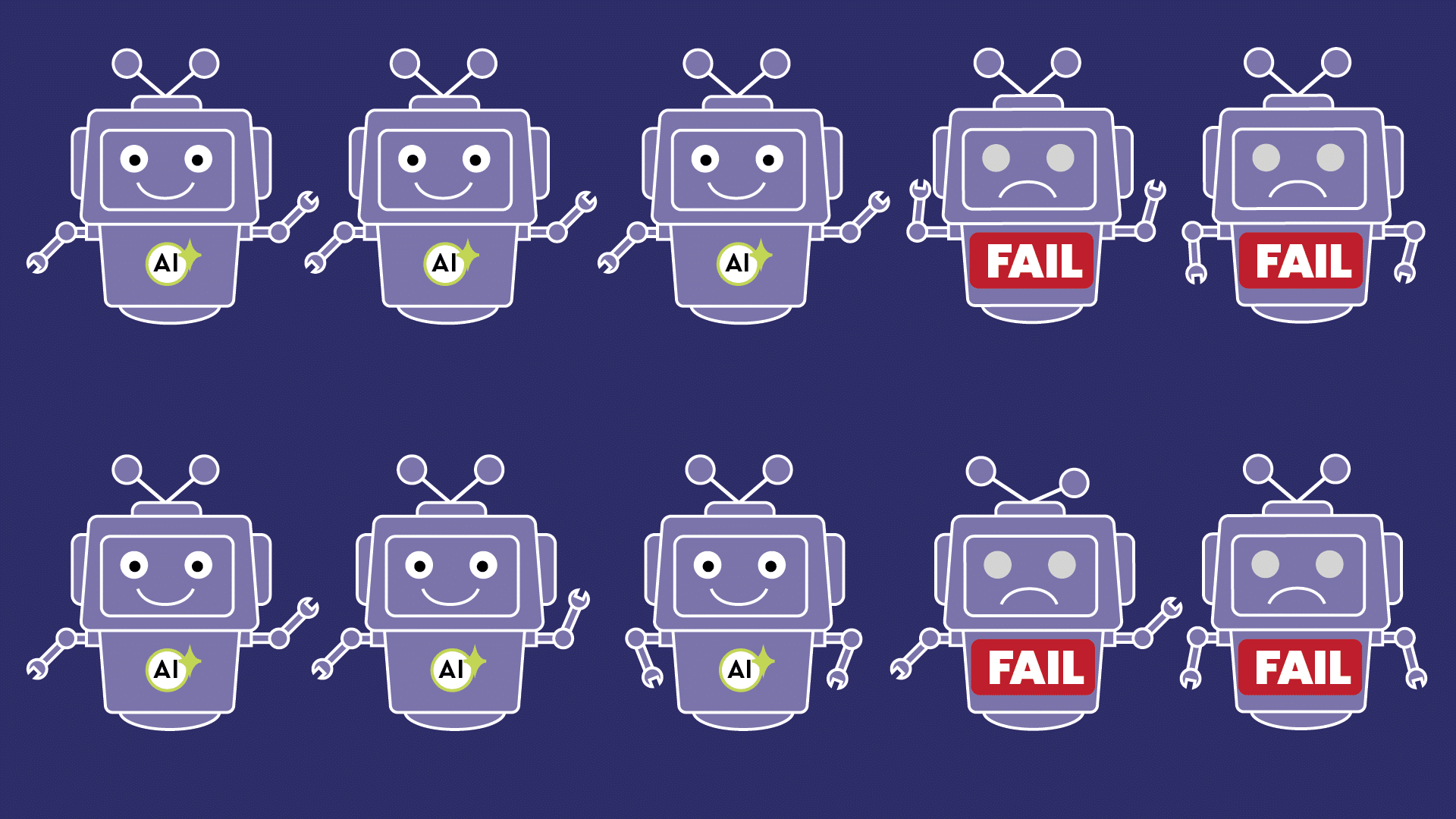 Gartner report infographic showing a downward trend line labeled 'Agentic AI Project Success Rate'