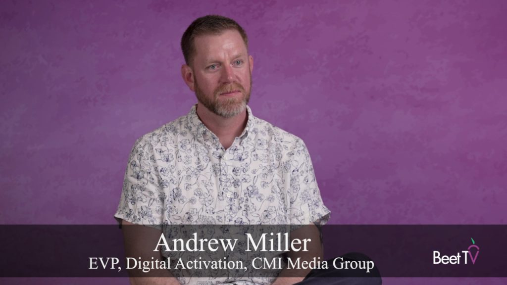 Andrew Miller of CMI Media Group speaking at a conference.